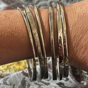 Set of 6 XL silver bangle bracelets